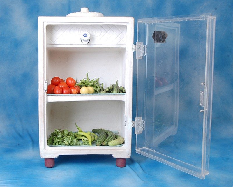 Mitticool, an earthenware refrigerator that works on the principle of evaporation 